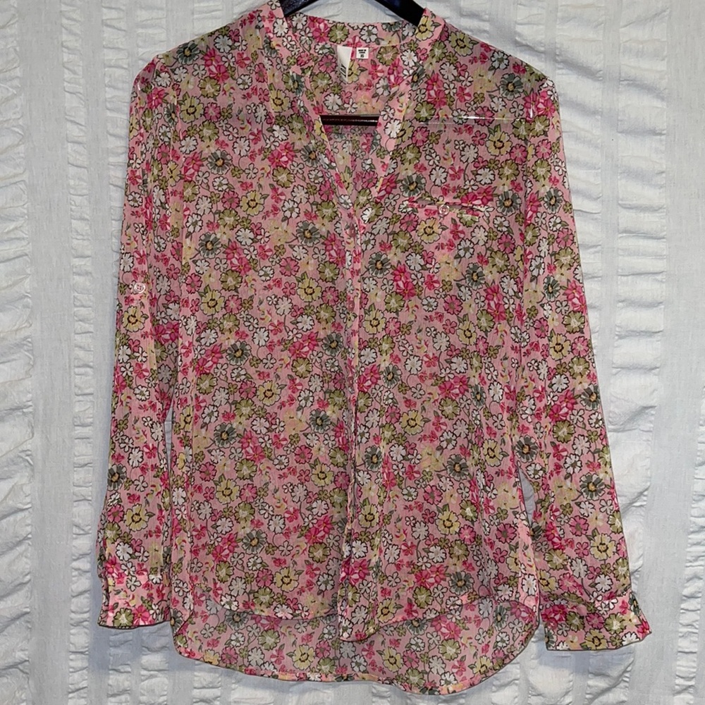 Kut from the Kloth Jasmine Chiffon Blouse - Pink Floral